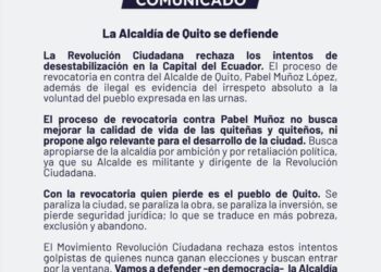 Noticias para migrantes Ecuatorianos Quito: Revolución Ciudadana envía comunicado de respaldo a Pabel Muñoz ante revocatoria